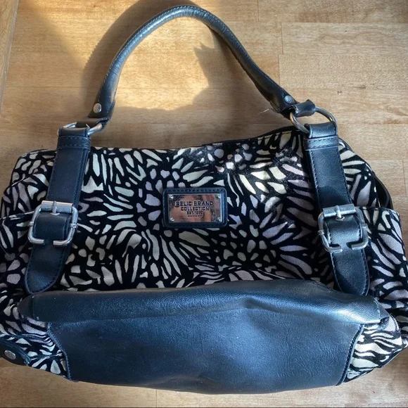 Relic Bags Relic Satchel Purse Back Tan Velvet Floral Print